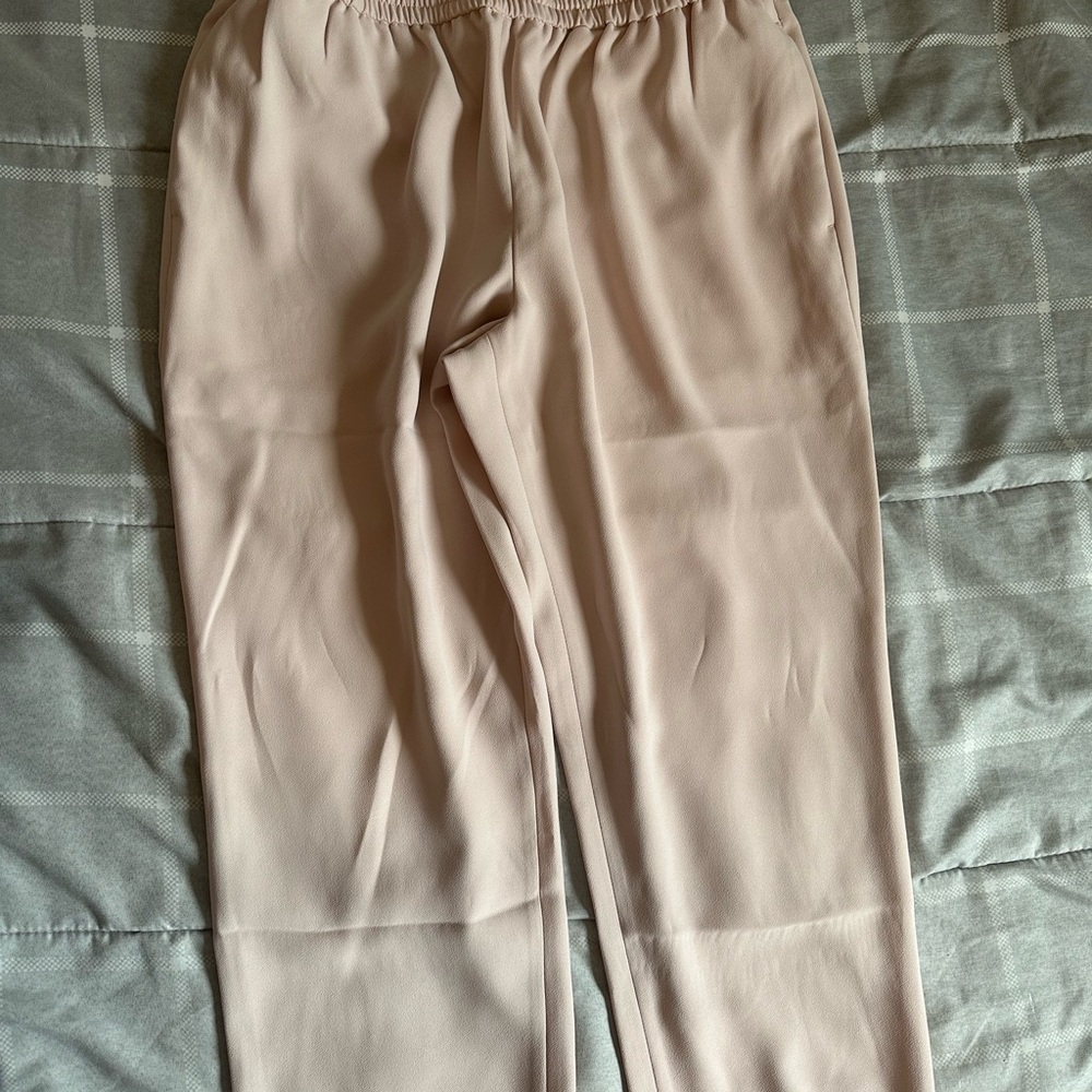 Beige Elastic Waist Pants